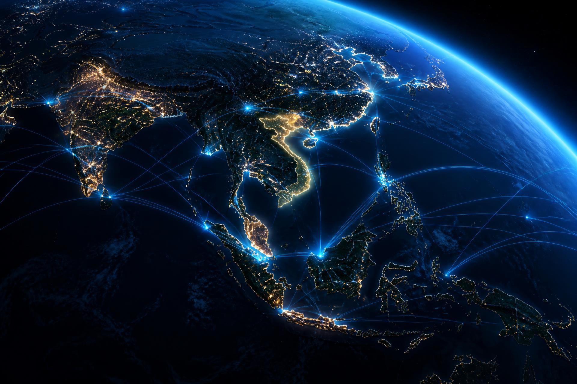 Illuminated trade connections across Asia and Europe